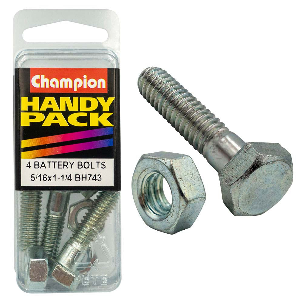 Champion 5/16in x 1-1/4in Sq HD Batt. Bolt & Nut
