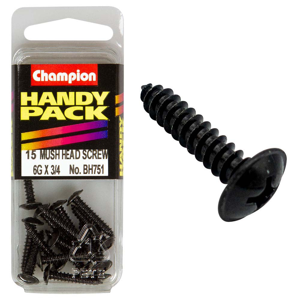 Champion 6G x 3/4in Washer Face S/Tap Black