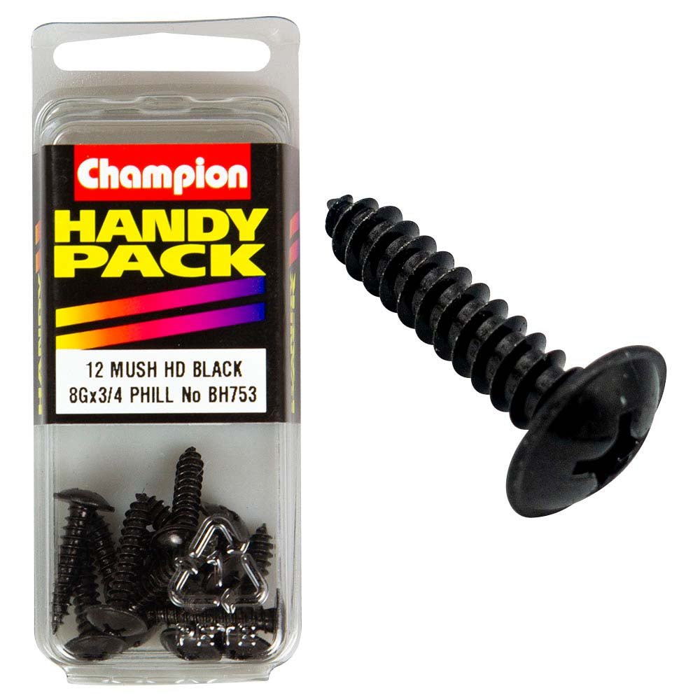 Champion 8G x 3/4in Washer Face S/Tap Set Screw - Blk Zinc