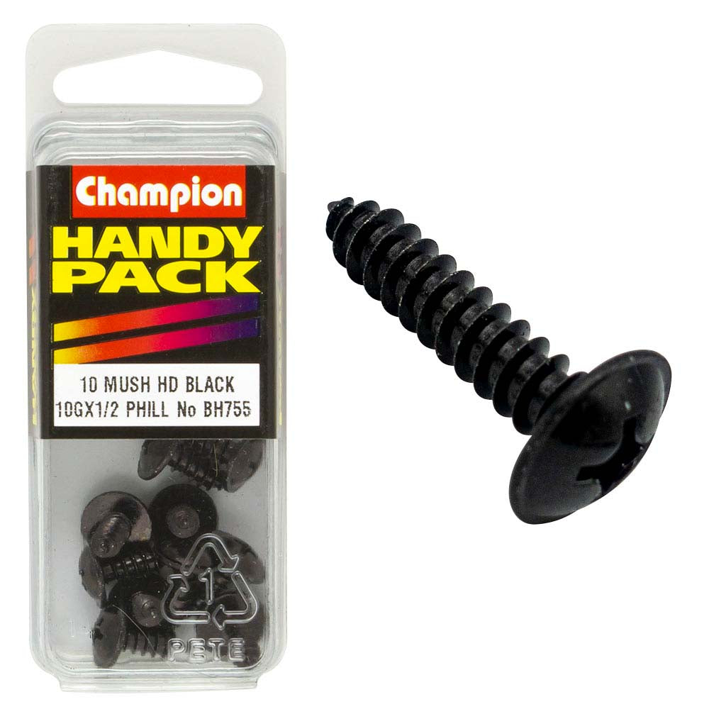 Champion 10G x 1/2in Washer Face S/Tap Set Screw - Blk Zinc