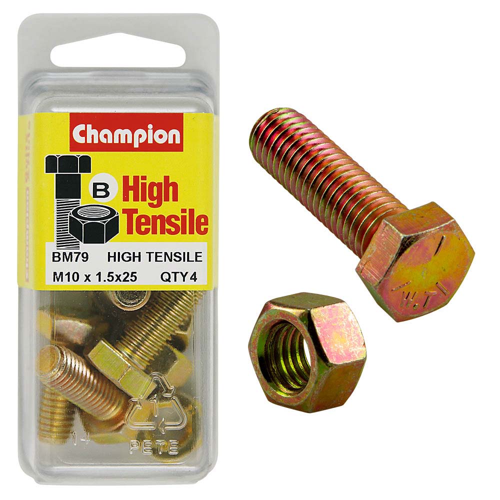 Champion M10 x 25 Set Screw & Nut (B) - GR8.8
