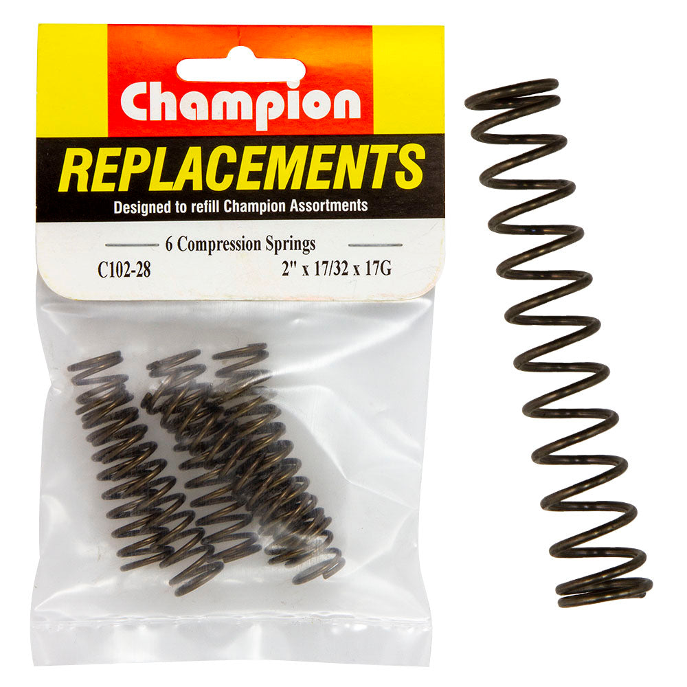Champion 2in(L) x 17/32in (O.D) x 17G Compression Spring-6pk