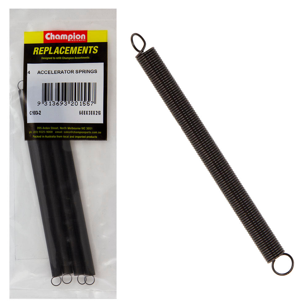 Champion 6-5/8(L) x 3/8in (O.D) x 21G Accelerator Spring-4pk