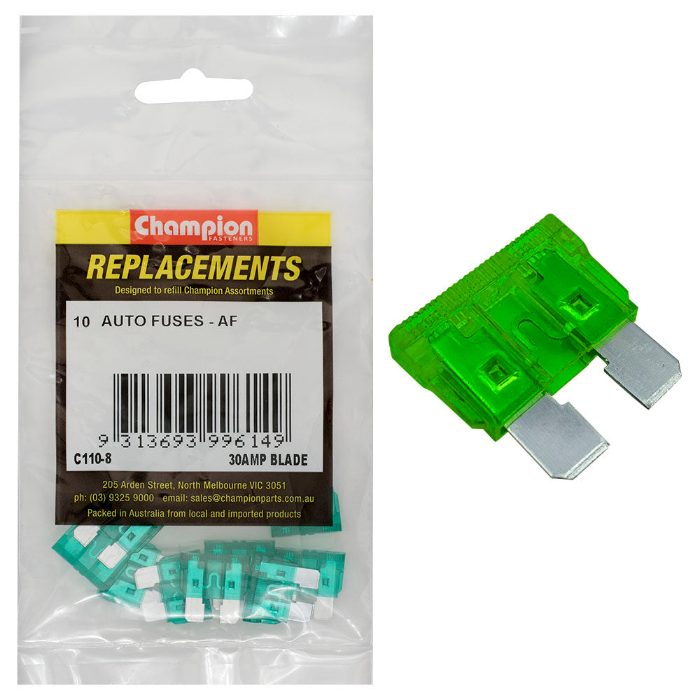 Champion AF 30Amp Standard Blade Fuse (Green) -10pk