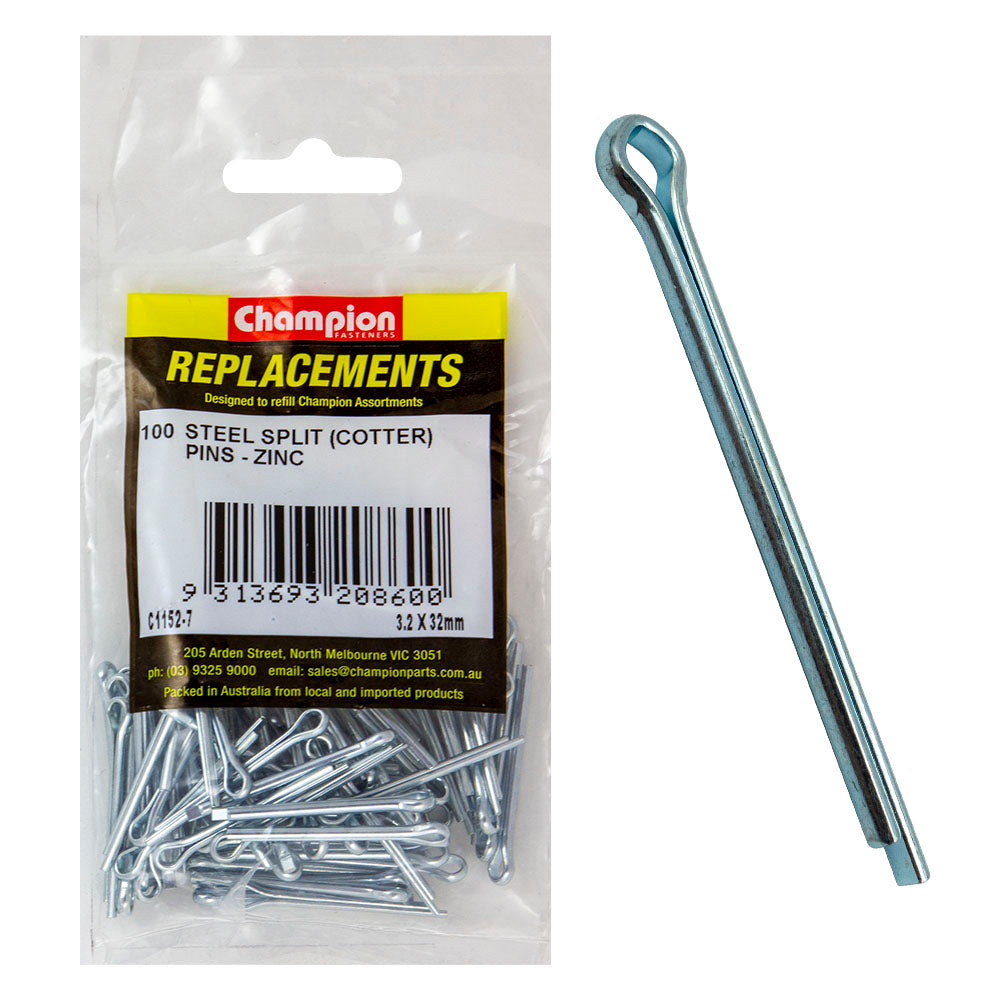 Champion 3.2mm x 32mm Steel Split (Cotter) Pin -100pk