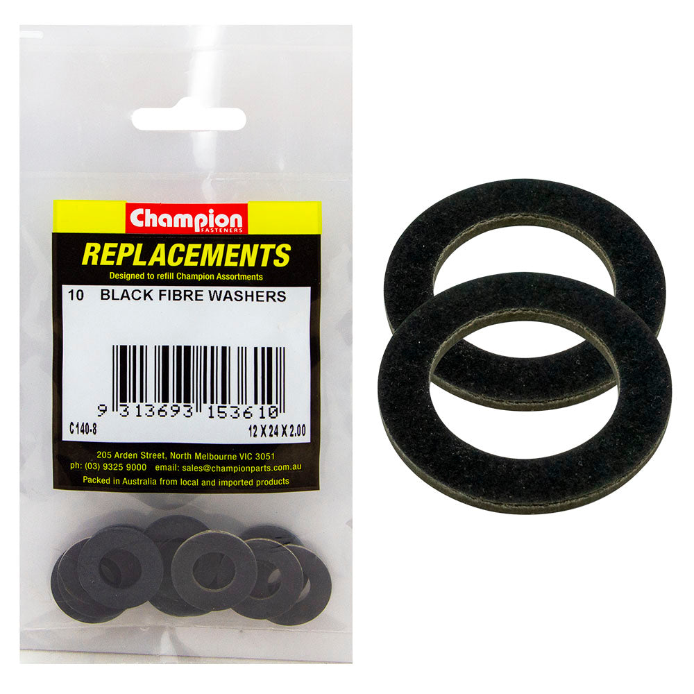 Champion M12 x 24 x2.0mm Black Fibre (Sump Plug) Washer-10pk