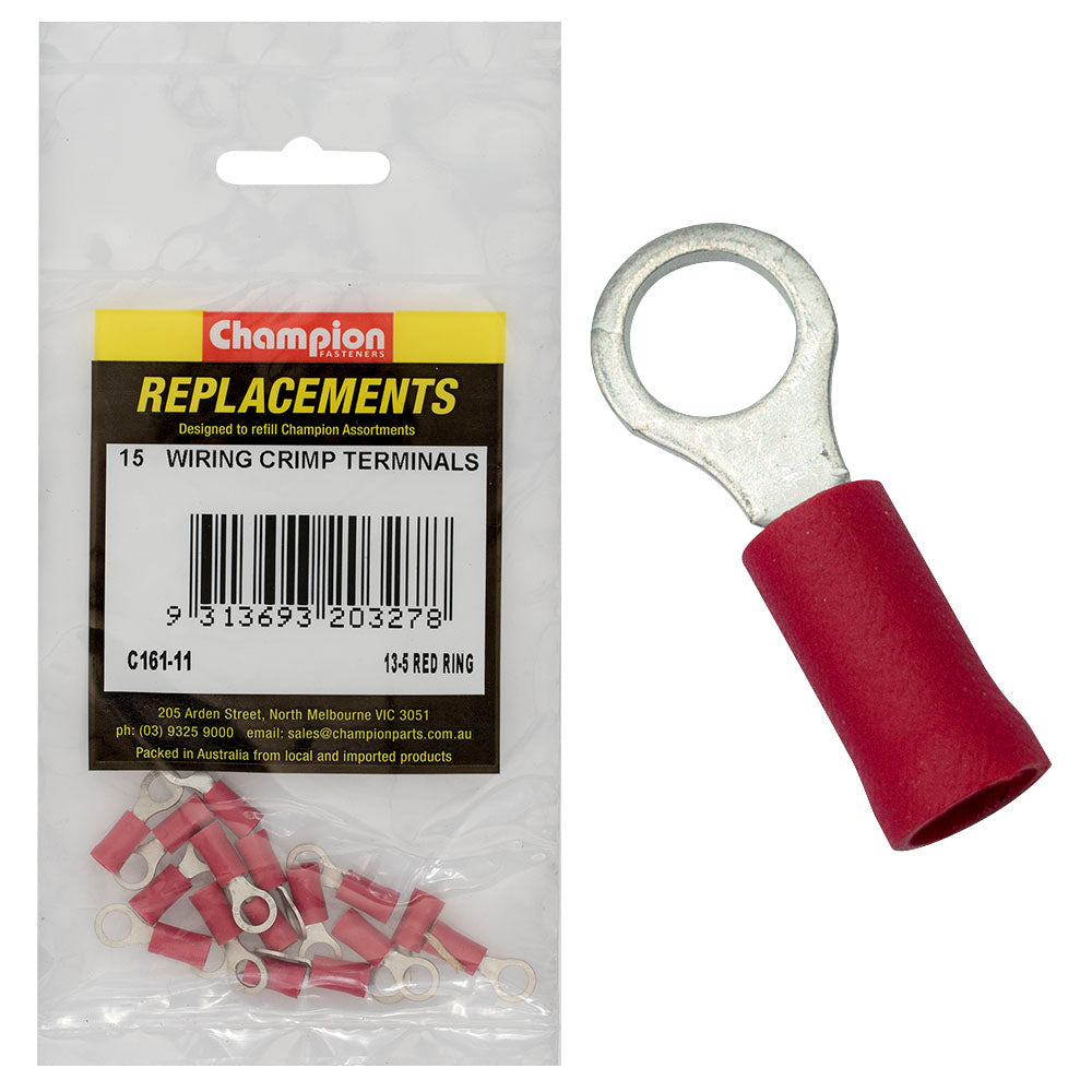 1/4in / 6.3mm Red Ring Terminal-100Pk