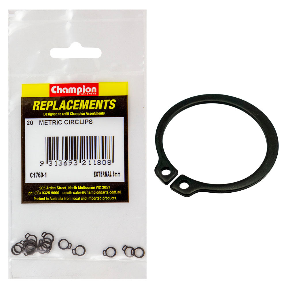 Champion 6mm External Circlip -20pk