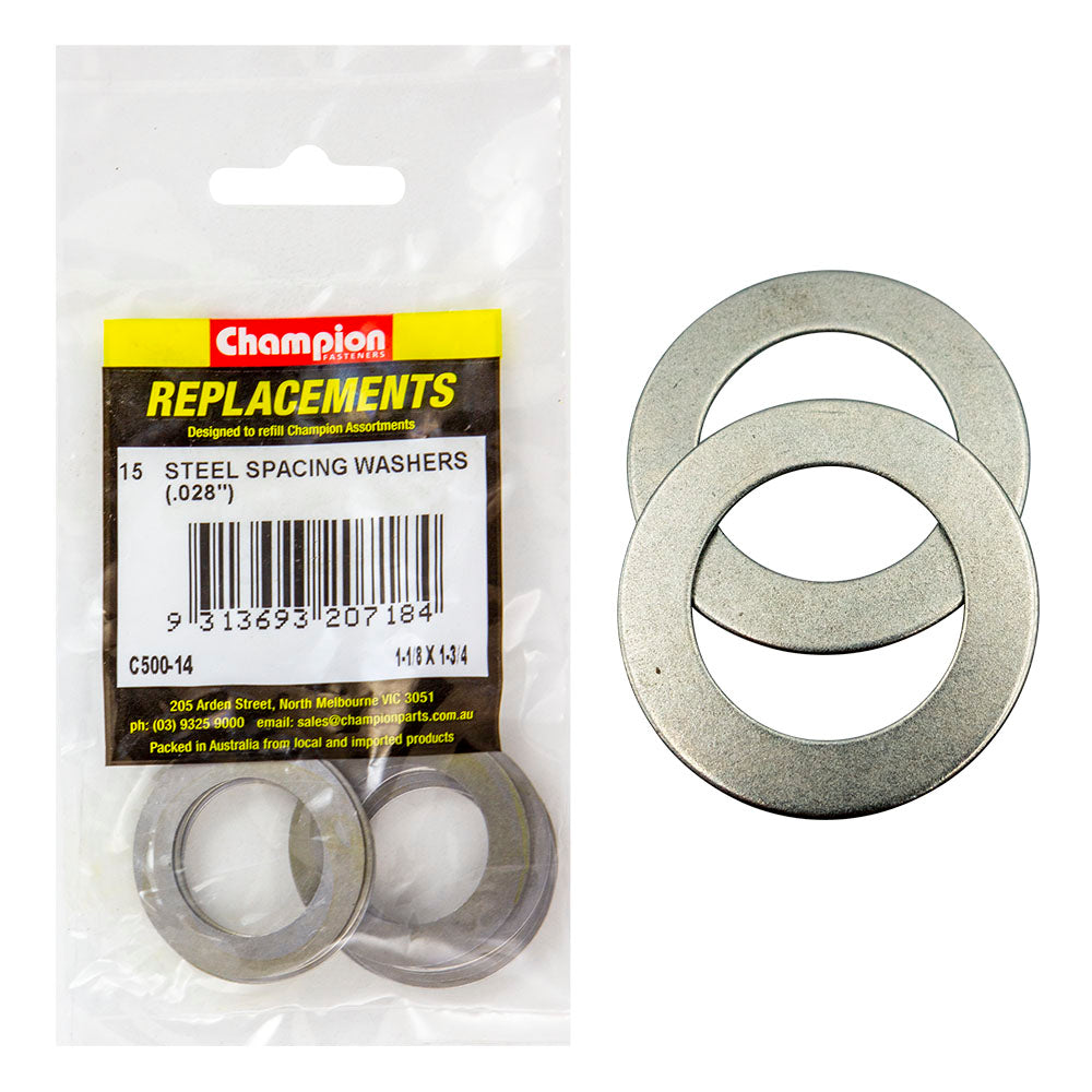Champion 1-1/8 x1-3/4 x1/32in(22G) Steel Spacing Washer-15pk