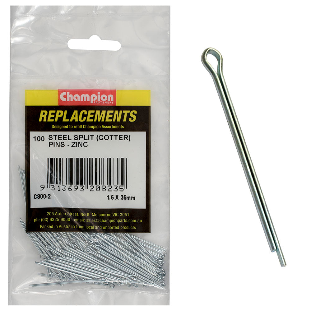 Champion 1.6mm x 36mm Steel Split (Cotter) Pin -100pk