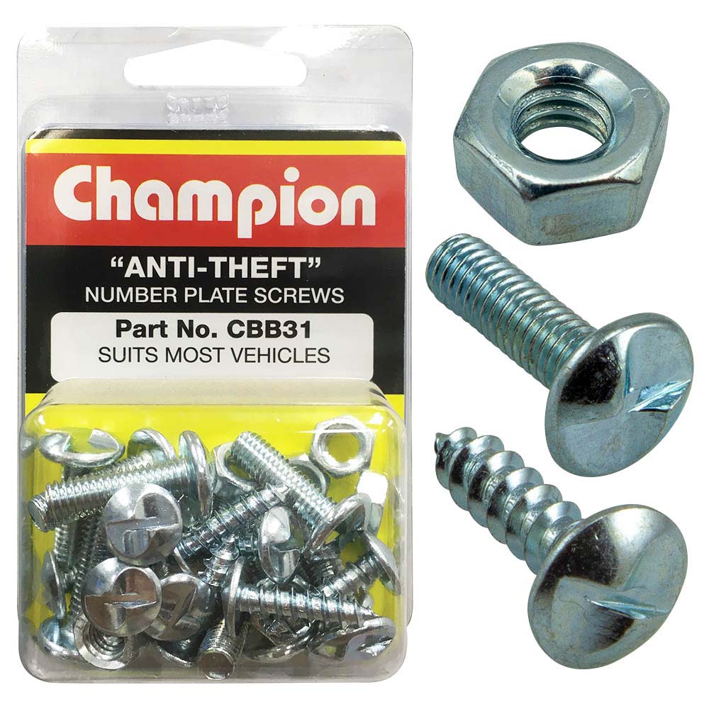 Champion 30Pc AntiTheft Number Plate Screws