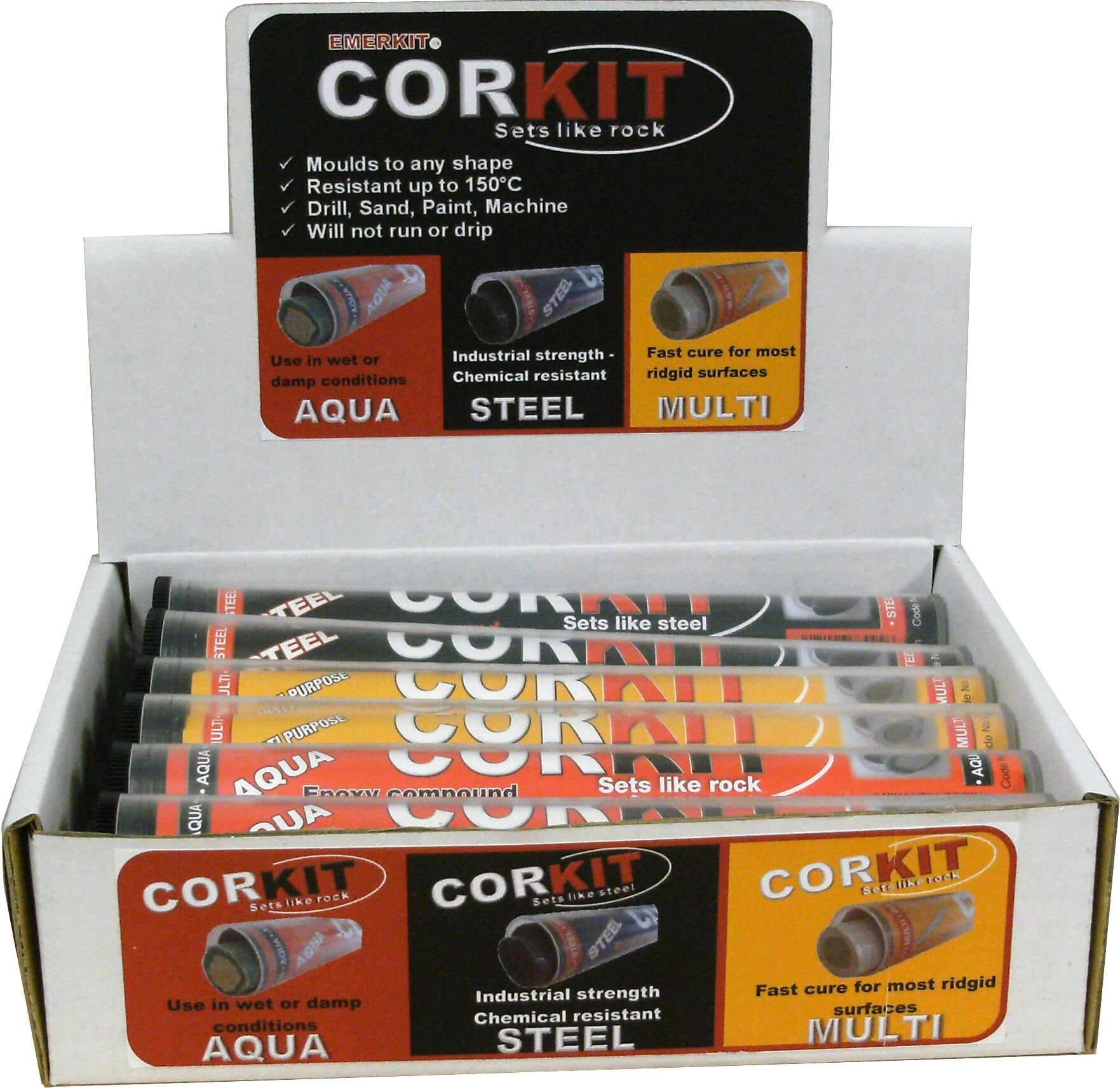 Emerkit Corkit Epoxy Putty - Display Box Assorted (4 Of Each Type) 12Pce