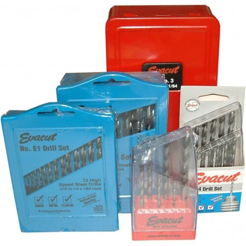 Evacut Drill Set #E2 Imperial 1/16""-3/8"" 21-pce