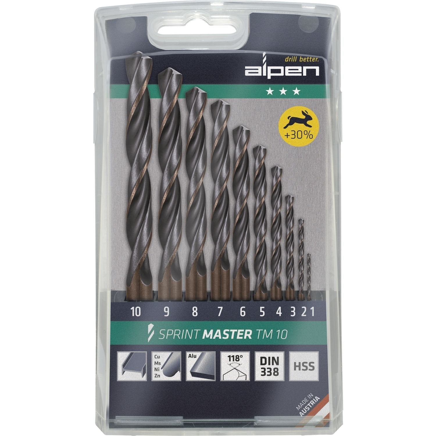 Alpen Sprint Master Drill Set 1 - 10 x 1-Power Tool Accessories-Tool Factory