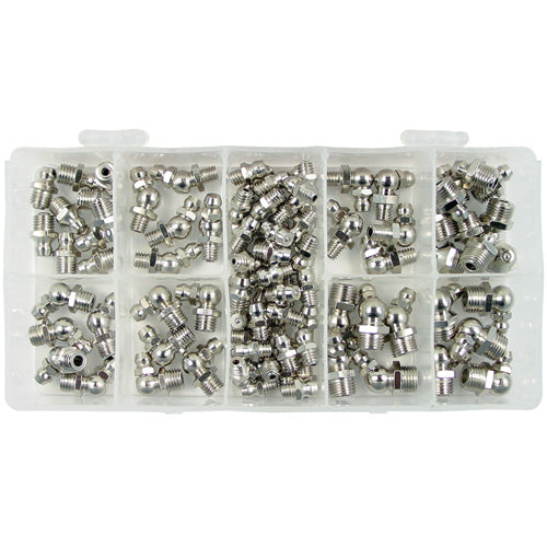 Worldwide Hydraulic Grease Fitting Assortment 100pc (8 Sizes Metric)-Lubrication Equipment-Tool Factory