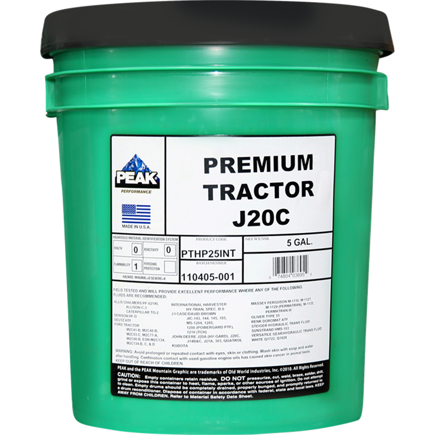 Peak Premium Tractor Fluid J20C 5 Gal / 18.9L-Engine & Motor Oils-Tool Factory