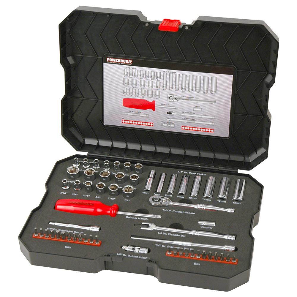 Powerbuilt 1/4” Dr 58pc Combination Socket Set