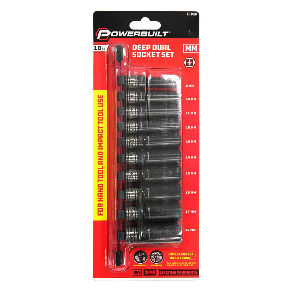 Powerbuilt 3/8” Dr 10pc Metric Deep Dual Impact Socket Set