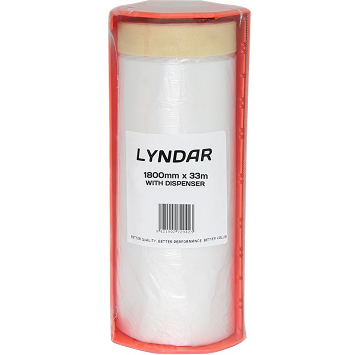 Lyndar Pretaped Auto Masking Film 1800Mm X 33M With Dispenser-Masking Products-Tool Factory