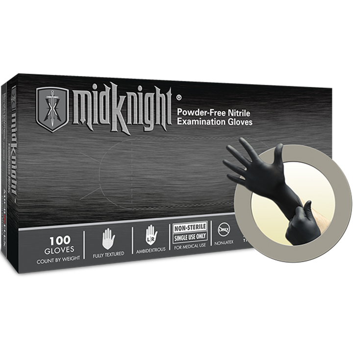 Microflex Midknight Black Pf Nitrile Gloves Xlarge (Box 100)-Gloves-Tool Factory
