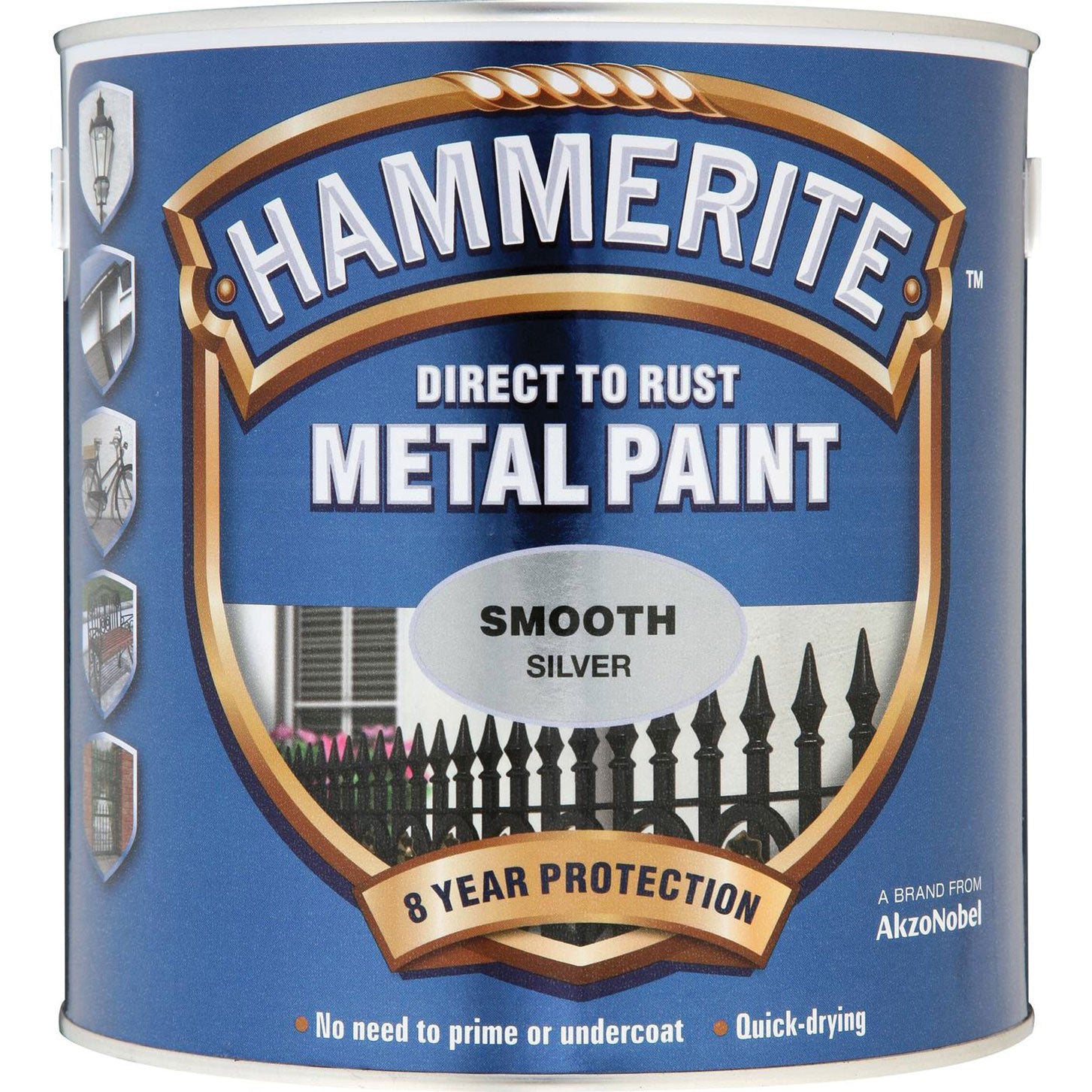 Hammerite Direct to Rust Metal Paint Smooth Silver 250ml-Metal Protection & Paint-Tool Factory