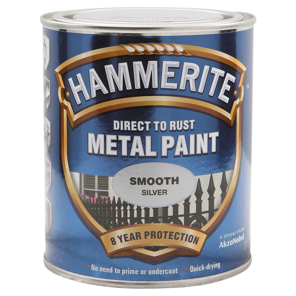 Hammerite Direct to Rust Metal Paint Smooth Silver 750ml-Metal Protection & Paint-Tool Factory