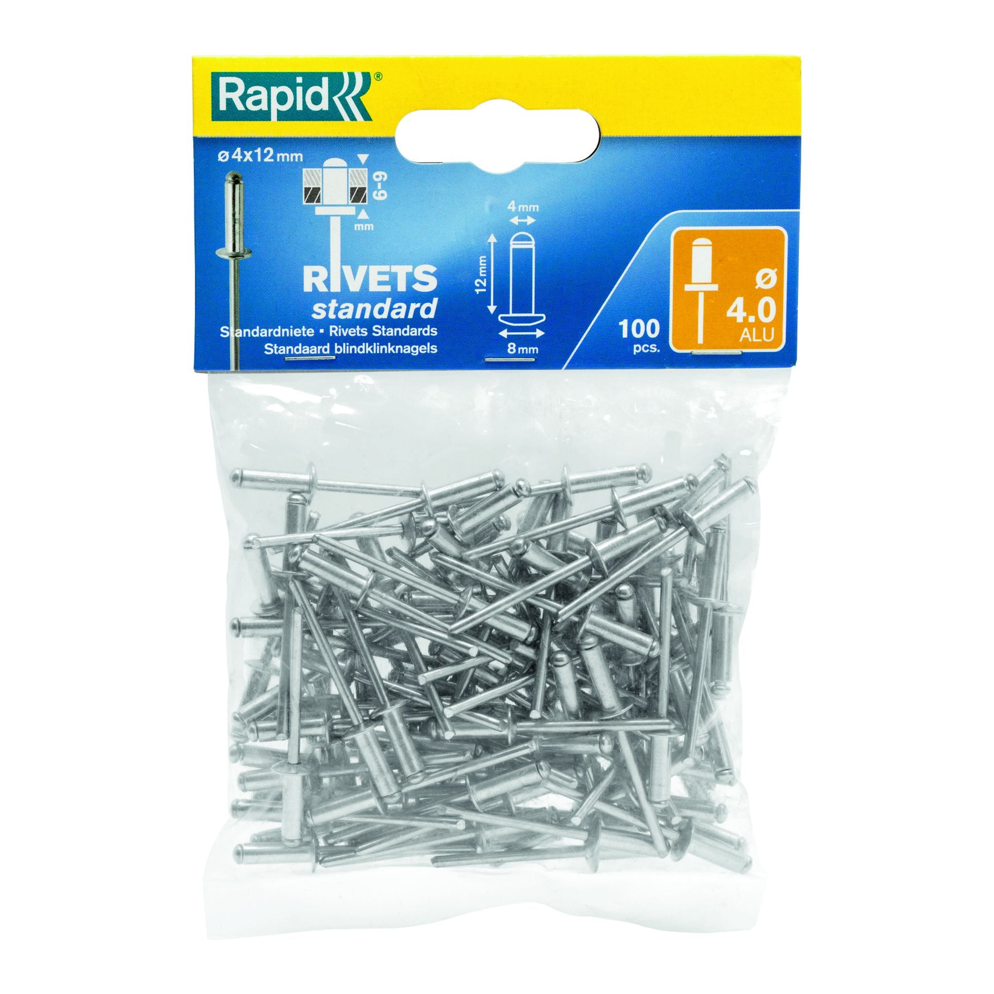Rapid Rivets 4x12mm Std Alu 100pc 5000379