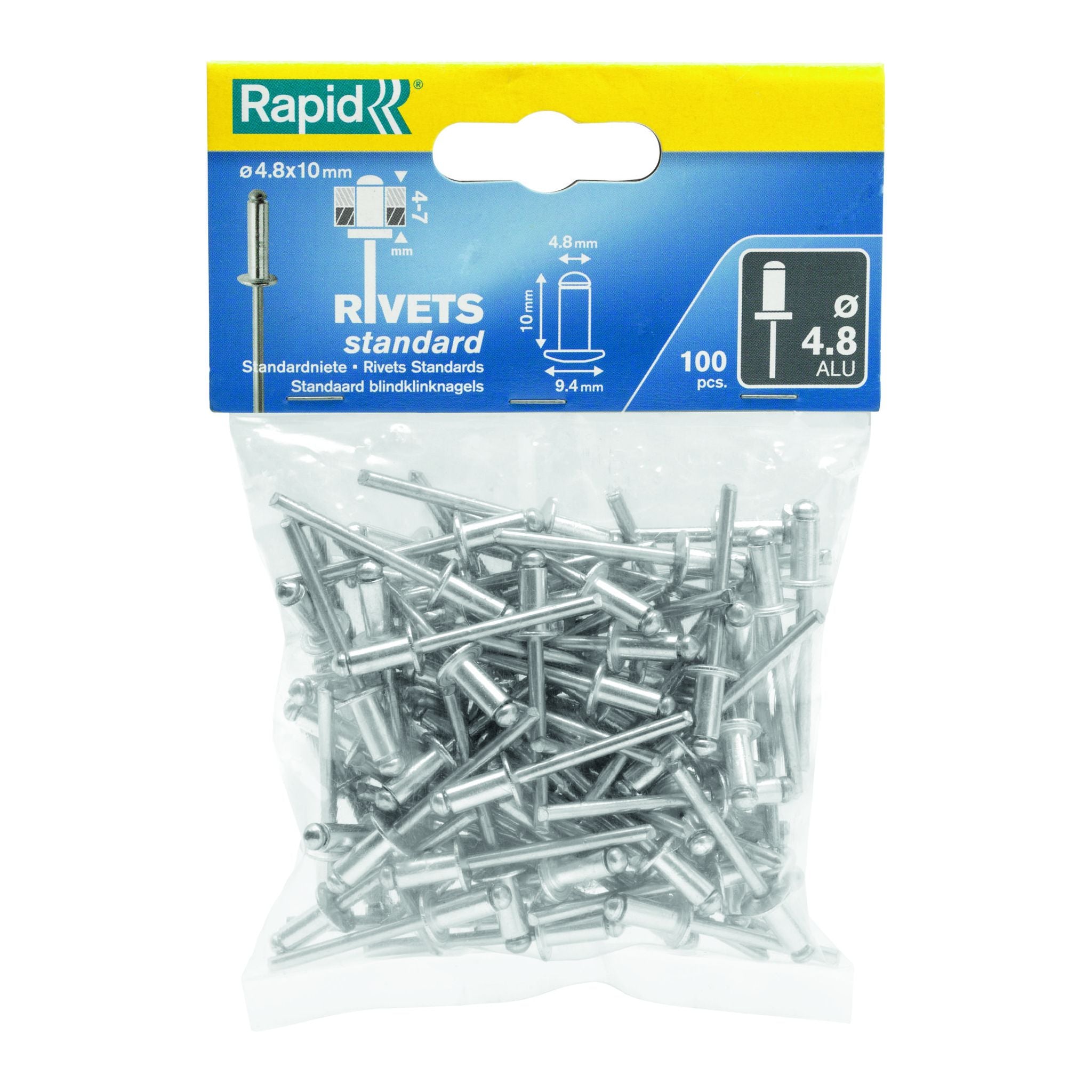 Rapid Rivets 4.8x10mm Std Alu 100pc 5000380