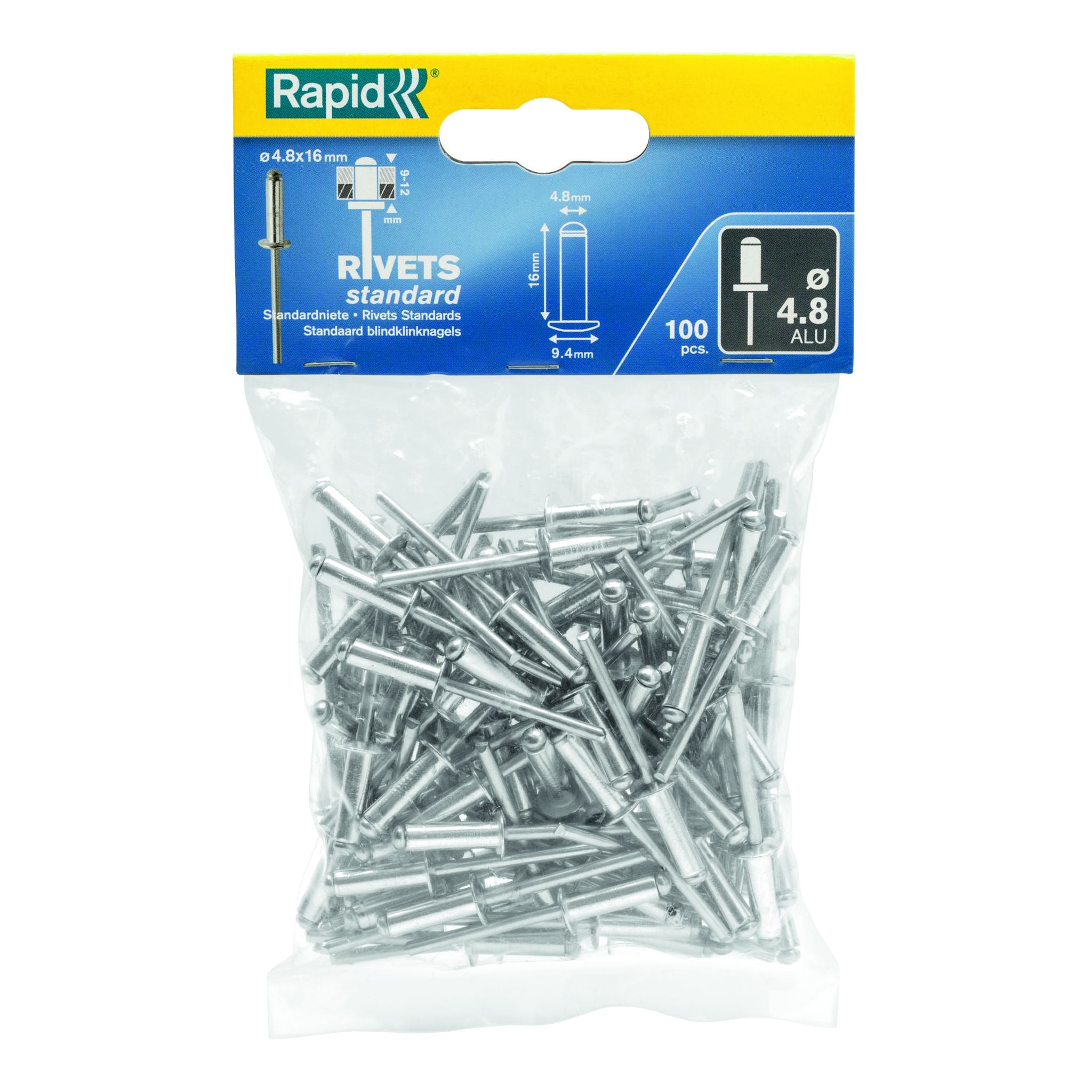 Rapid Rivets 4.8x16mm Std Alu 100pc 5000382