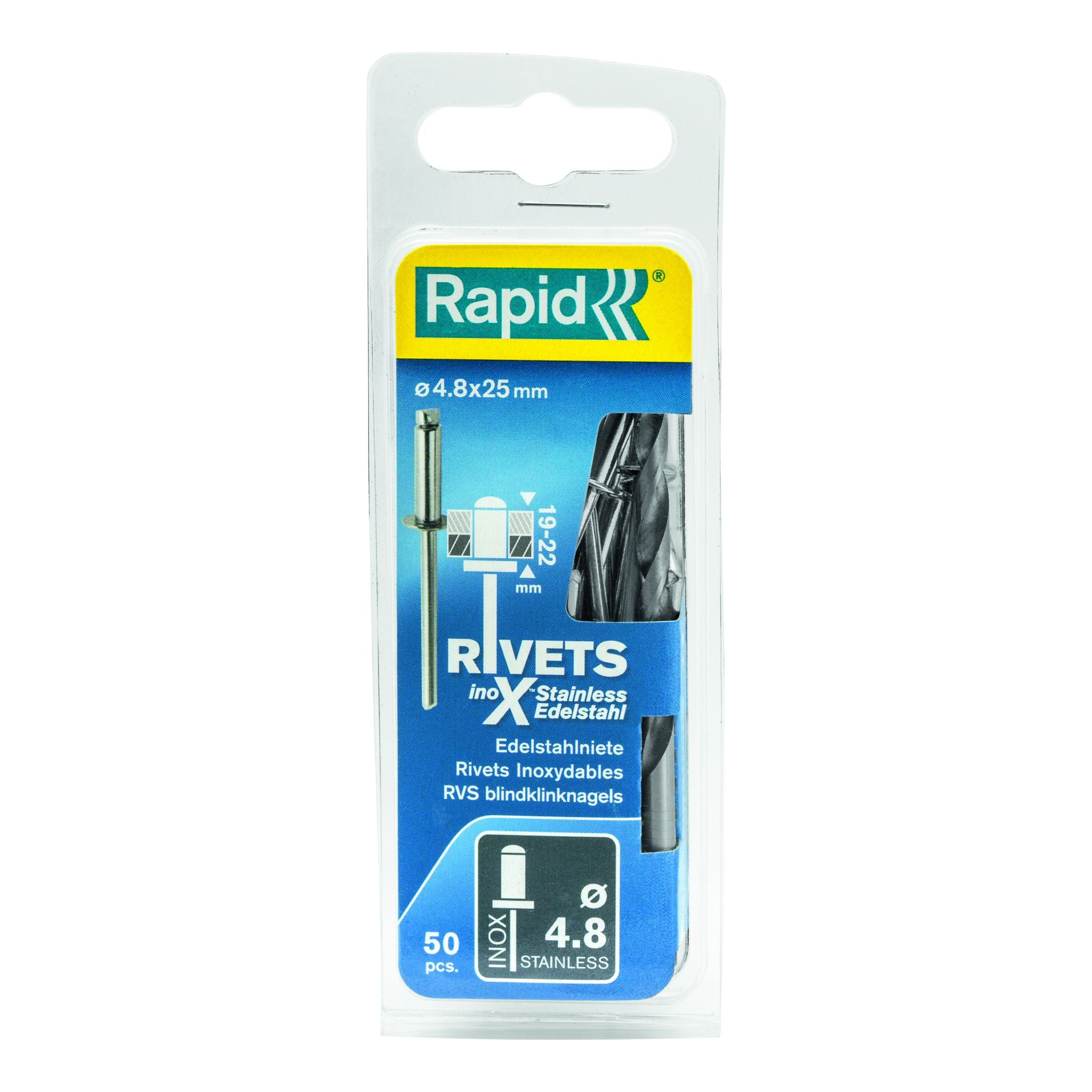 Rapid Rivets 4.8x25mm S/Steel 50pc 5000398