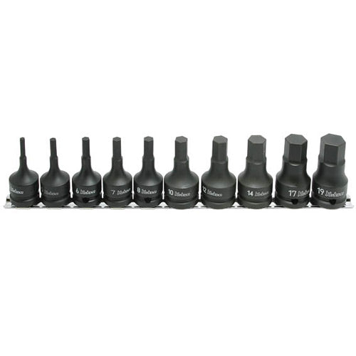 Koken 1/2"Dr Impact Hex Socket Set On Rail - 10pc 4-19mm Impact Hex Sockets-Sockets & Accessories-Tool Factory