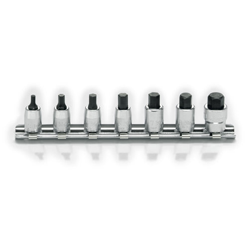 Koken 1/4"Dr Hex Bit Socket Set On Rail - 7pc 3-10mm-Sockets & Accessories-Tool Factory
