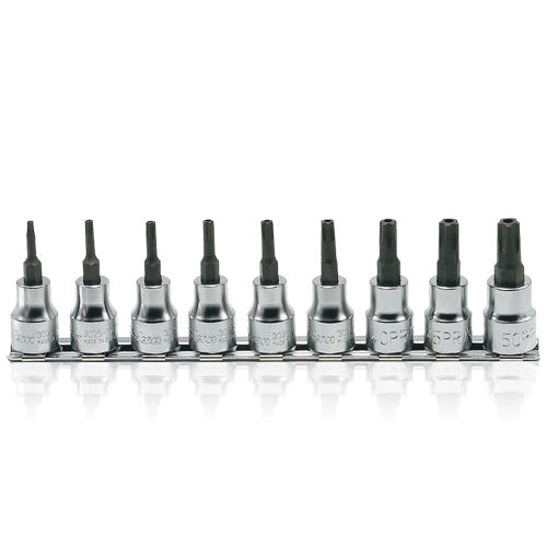 Koken 3/8" Dr Penta-Lobe Bit Socket Set On Rail - 9pc 10PR-50PR-Sockets & Accessories-Tool Factory