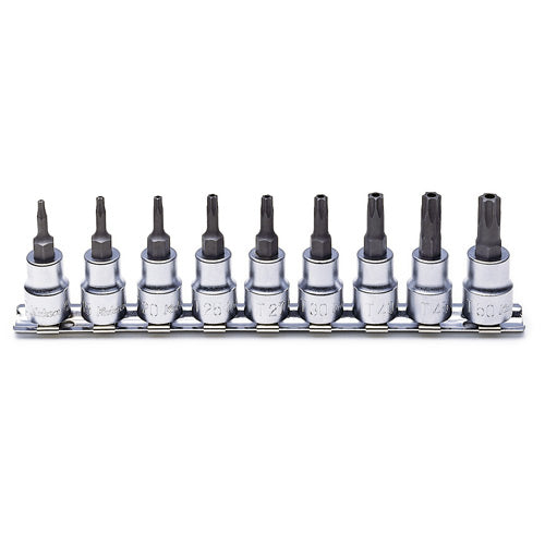 Koken 3/8" Dr Security Torx Socket Set On Rail - 9pc T10H-T50H-Sockets & Accessories-Tool Factory