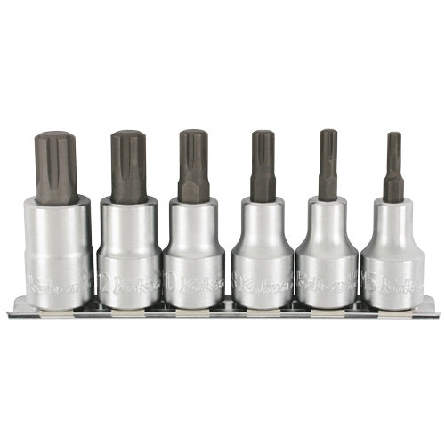 Koken 1/2" Dr Ribe CV Bit Socket Set On Rail - 6pc M5-M14-Sockets & Accessories-Tool Factory