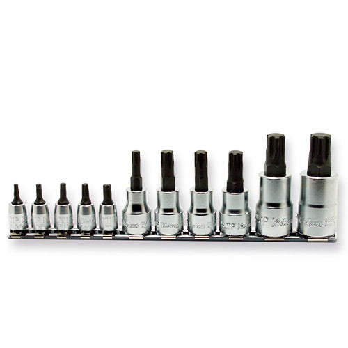 Koken 1/4" Dr - 1/2" Dr Torx Plus Bit Socket Set On Rail - 11pc 1/4" Dr 10IP-27IP, 3/8" Dr 30IP-50IP, 1/2" Dr 55IP-60IP-Sockets & Accessories-Tool Factory
