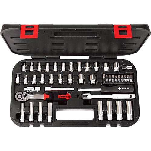 AmPro AmPro ¼" Drive 45 Piece Bit and Socket Set 7/32-9/16" & 4-13mm-Sockets & Accessories-Tool Factory