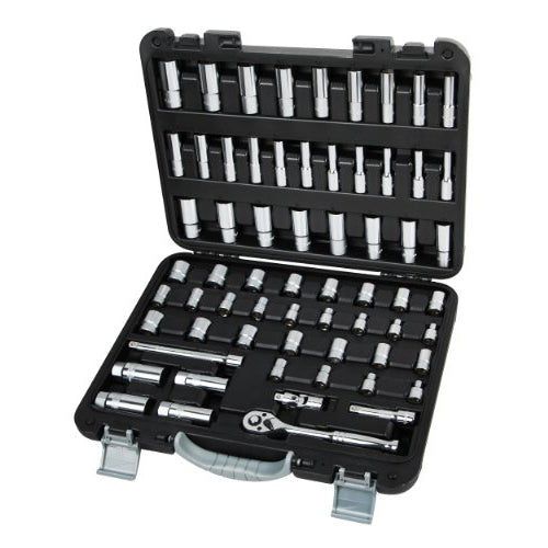 AmPro Socket Set 3/8" Dr 6-22mm / 1/4"-7/8" Metric/SAE 64pc (in Blowcase)