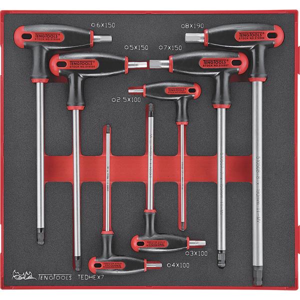 Teng 7Pc T-Handle Hex Set 2.5-8Mm - Ttd-Tray | Tool Tray Sets - Metric-Hand Tools-Tool Factory