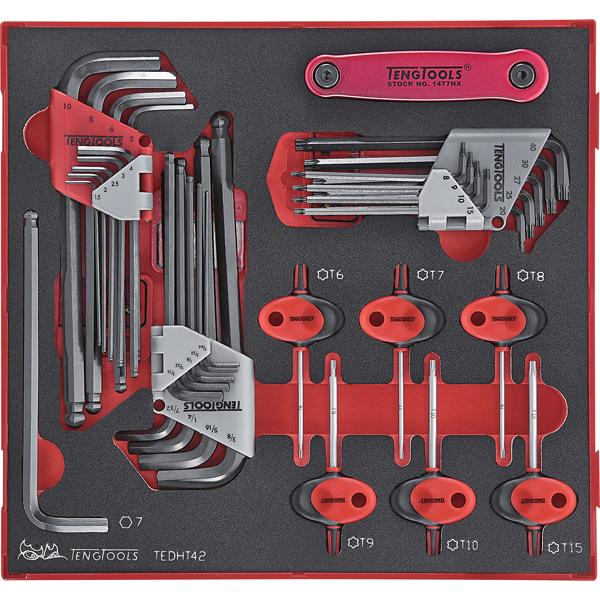 Teng 42Pc Mm/Af Hex & Tx Ball-End Key Set - Ttd-Tray | Tool Tray Sets - Metric-Hand Tools-Tool Factory