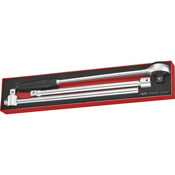 Teng 3Pc 3/4In Dr. Ratchet & Accessory Set | Tool Tray Sets - 3/4 Inch Drive-Hand Tools-Tool Factory