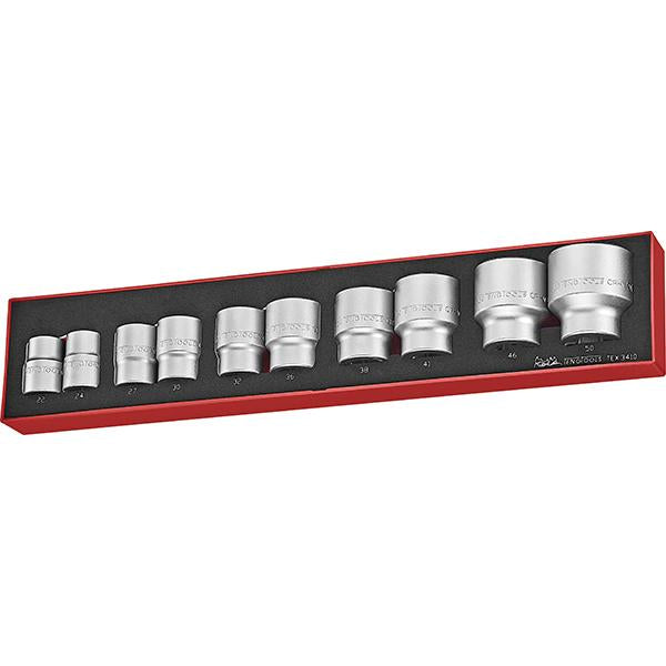 Teng 10Pc 3/4In Dr. Socket Set 22-50Mm -Tex-Tray | Tool Tray Sets - 3/4 Inch Drive-Hand Tools-Tool Factory