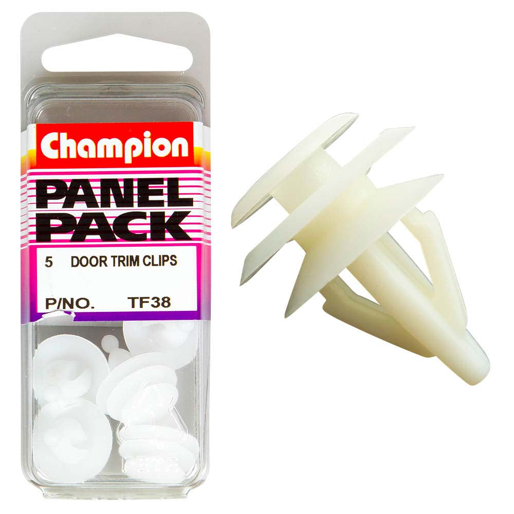 Champion Door Trim Clip White 13mm x 14mm -5pk