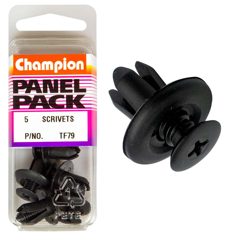 Champion Scrivet Clip Black 18mm HD x 12mm -5pk