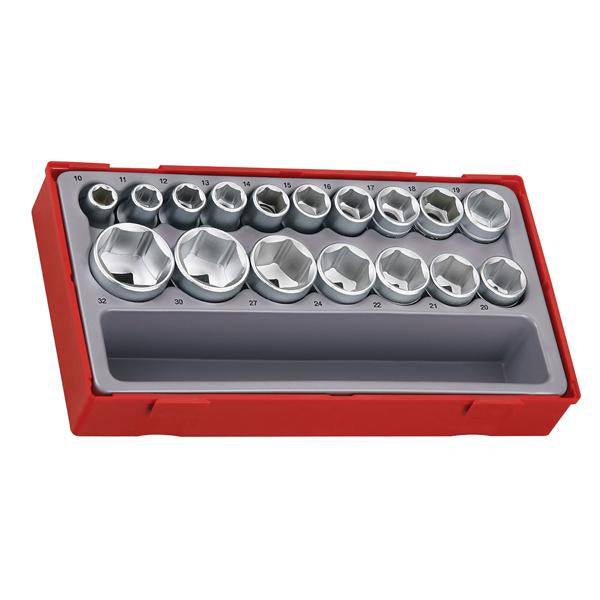 17Pc 1/2In Dr. 6-Pnt Socket Set 10-32Mm | Tool Tray Sets - 1/2 Inch Drive-Hand Tools-Tool Factory