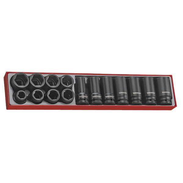 15Pc 3/4In Dr. Impact Reg & Deep Socket Set | Tool Tray Sets - 3/4 Inch Drive-Hand Tools-Tool Factory