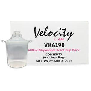 Velocity 600Ml Cup And Liner Kit Standard 190 Micron Kit (50)-Mixing Accessories-Tool Factory
