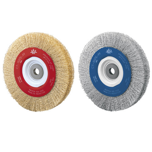 Jaz Wire Wheel Wide Face Crimped 150mm x 25mm x 0.3mm 7/Row - Multi Fit Bore - Coated Steel (WHEW-1507)