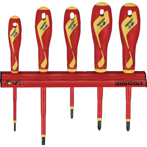 Teng 5Pc 1000V Vde Screwdriver Set W/ Wall Rack | Screwdrivers - Screwdrivers|Sets-Hand Tools-Tool Factory