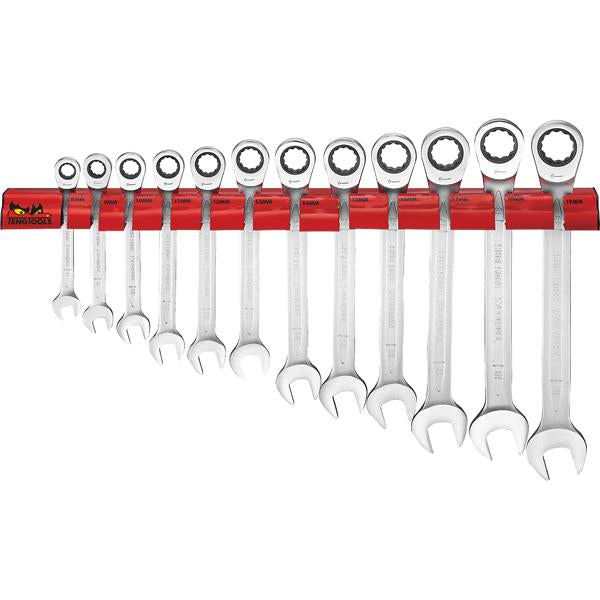 Teng 12Pc Ratchet Comb Span Set 8-19Mm W/Wall Rack | Tool Tray Sets-Hand Tools-Tool Factory